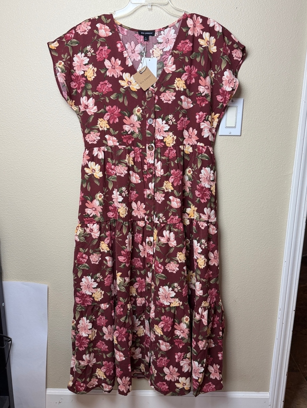 Blu Pepper Floral Button-Up Midi Dress